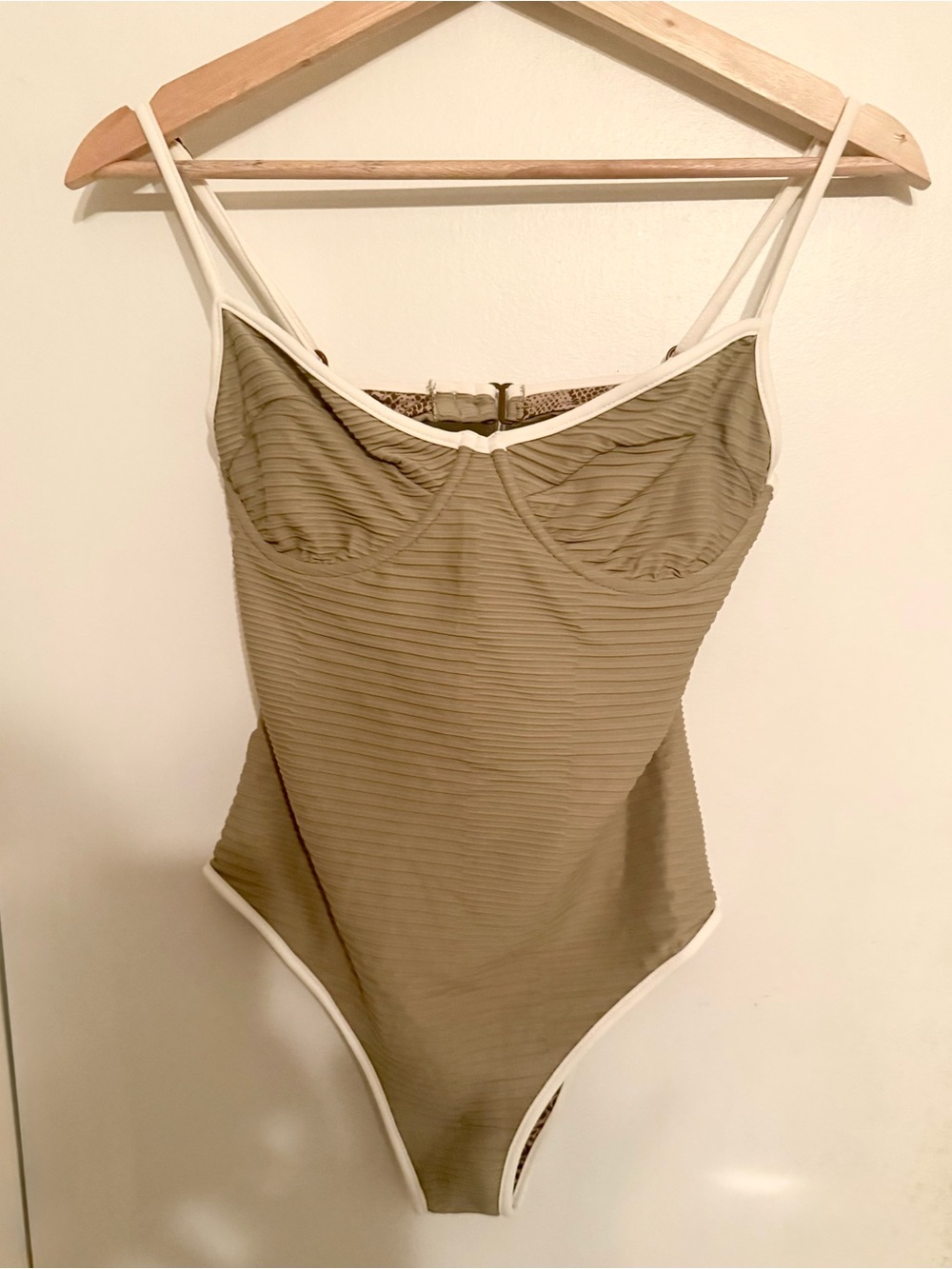 acacia swimwear Mineral Ribbed One-Piece with Cream Trim